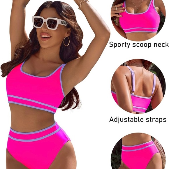 BMJL High Waisted Bikini Set - Blue Two Piece Cheeky High Cut - size L - NWT - Picture 3 of 8